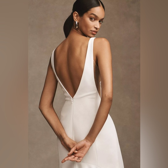 NWT Anthropologie BHLDN Watters Hyde Bateau-Neck Low-Back Trumpet Wedding Gown - Picture 3 of 11